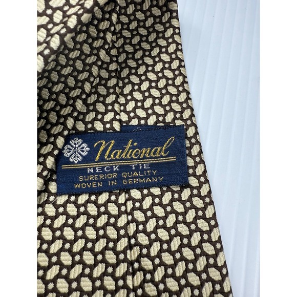 National Neck Tie Brown Beige Patterned Superior Quality Woven in Germany - Picture 4 of 7